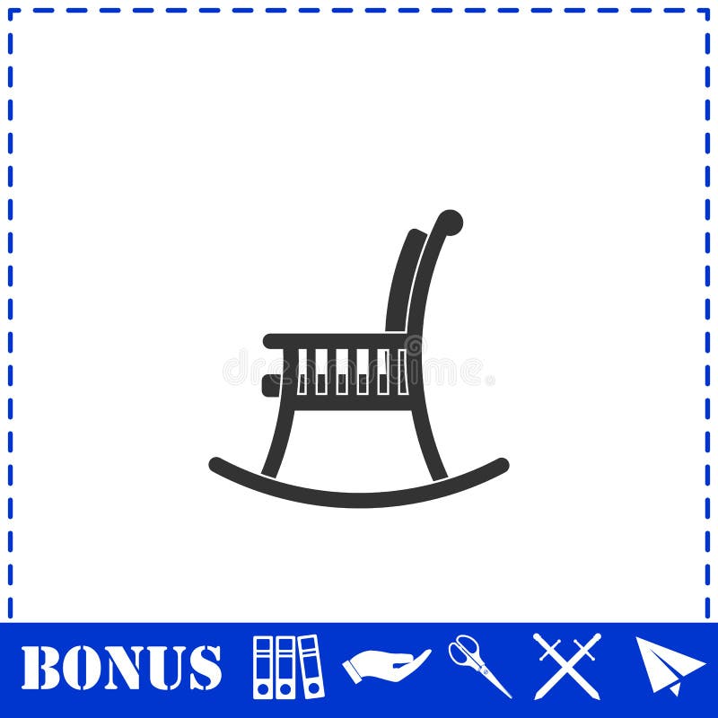 Rocking chair icon flat stock illustration. Illustration of icon