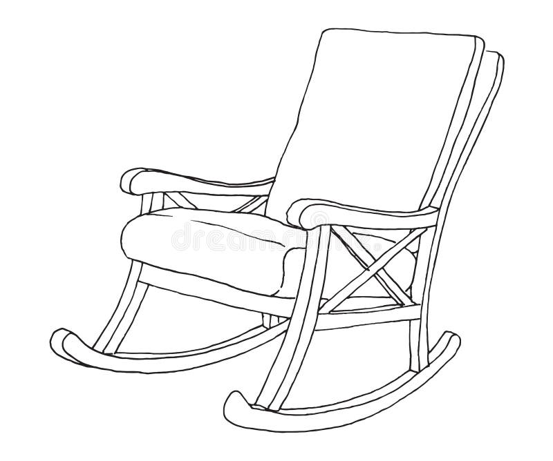 Rocking Chair Isolated on White Background. Sketch a Comfortable Chair. Vector Illustration