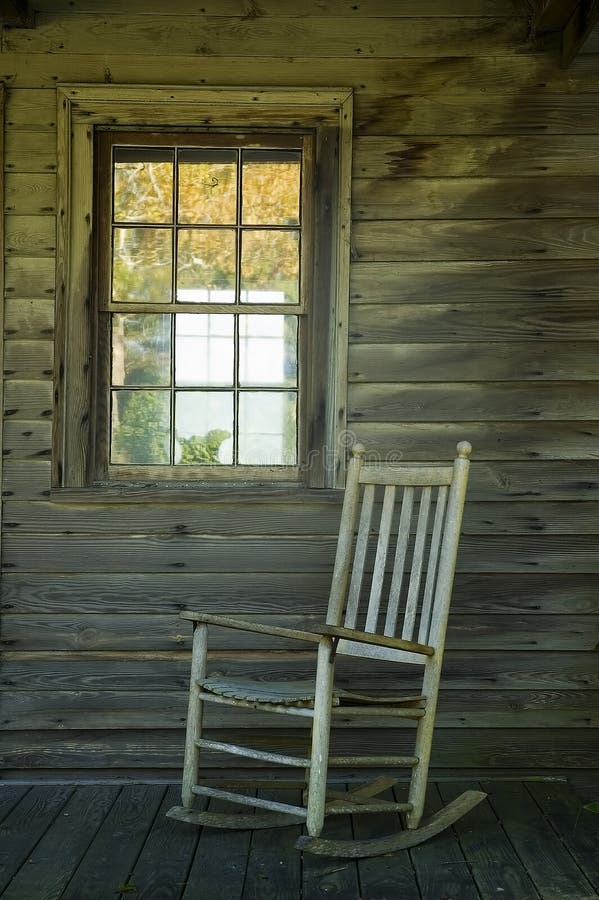 Old Antique Rocking Chair On An Old House Porch Stock Photo - Image of ...