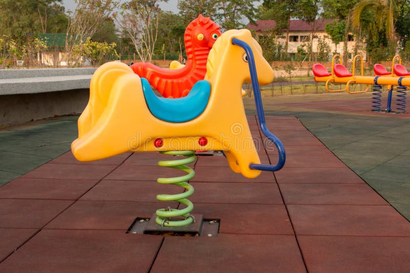 Rocking horse in the park stock photo. Image of recreation 71328120