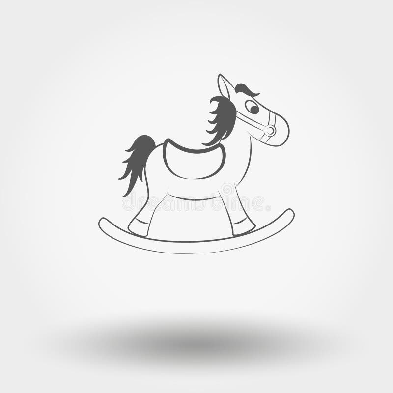 Simple line web icon Rocking horse. Vector illustration on a white background. Doodle, cartoon style.