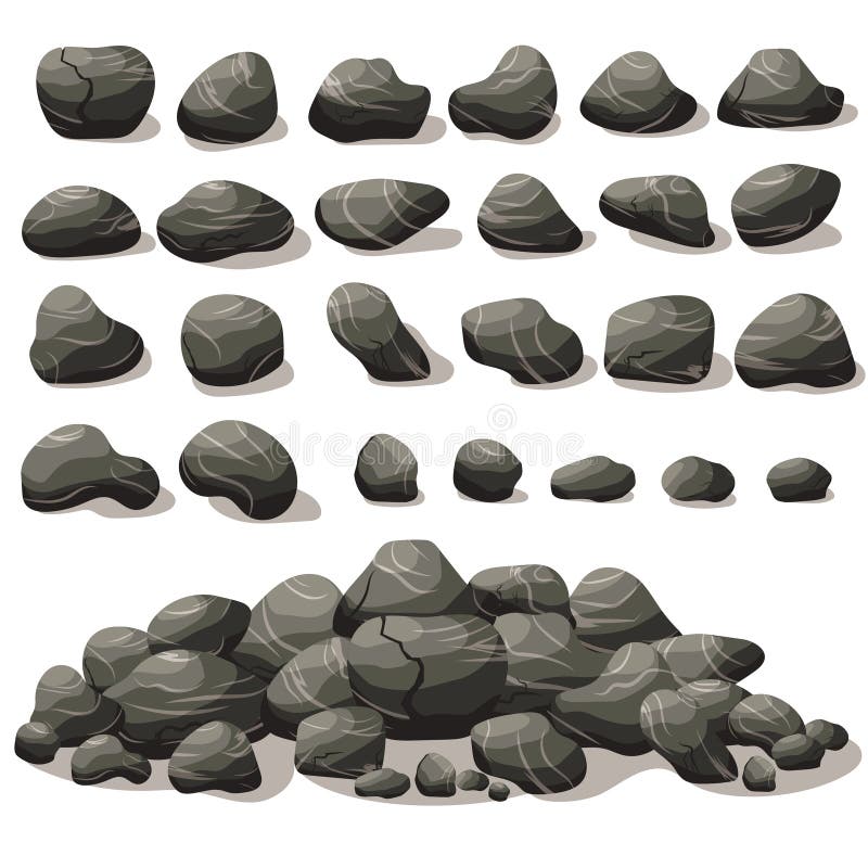 Rockowa kamienna kreskówka w isometric mieszkanie stylu Set różny ilustracja wektor Rockowa kamienna kreskówka w isometric mieszkanie stylu Set różny ilustracja wektor