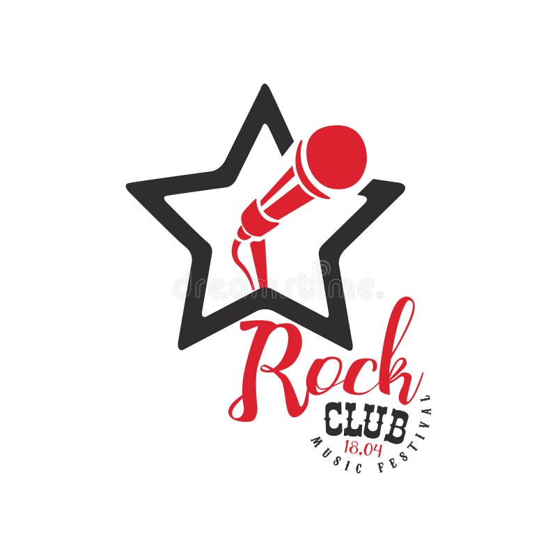 Rockowy klub, festiwalu muzyki logo, 18 04, emblemat dla Rockowego fest lub klub wektorowa ilustracja na białym tle, royalty ilustracja Rockowy klub, festiwalu muzyki logo, 18 04, emblemat dla Rockowego fest lub klub wektorowa ilustracja na białym tle, royalty ilustracja