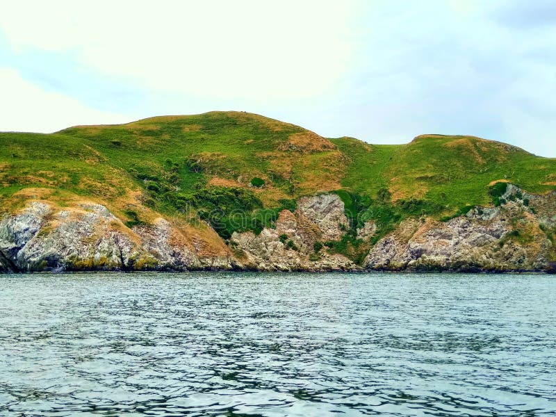 Rocks Covered with Moss on the Sea Island Coast. Stock Image Image of