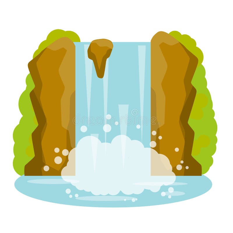 Rocks and Water with Bubble. Waterfall on Mountain. Stock Vector ...