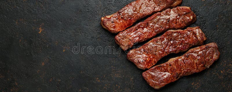 Rocksteak auf dunklem Hintergrund : köstliches Fleisch zum Abendessen. Textzeichenplatz