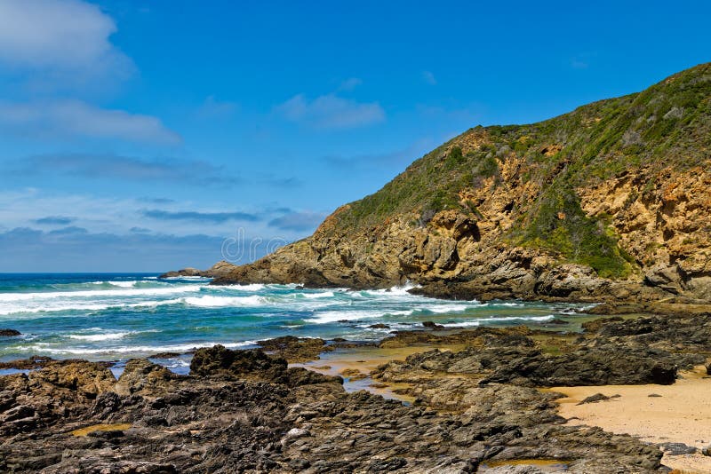 Rocky Bay Along Garden Route, South Africa Stock Photo - Image of black ...