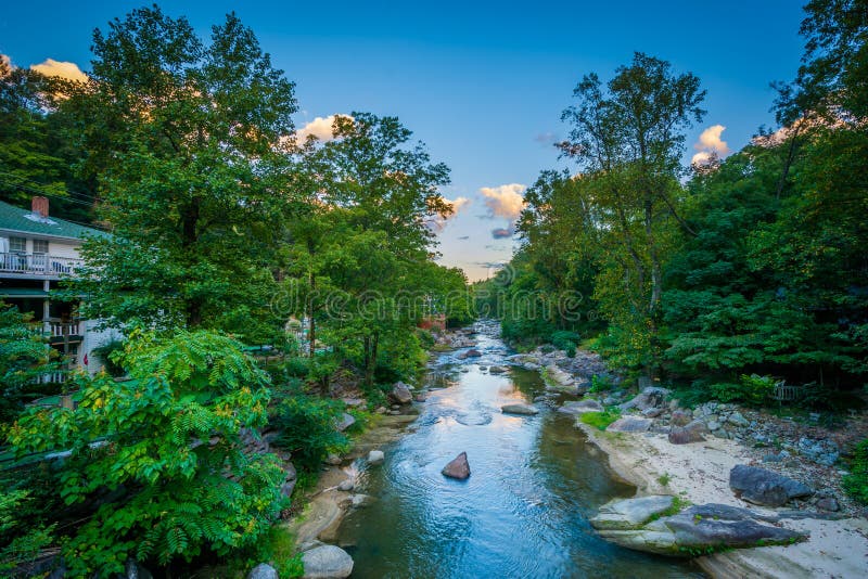 The Rocky Broad River at Sunset, in Chimney Rock, North Carolina Stock Image Image of park