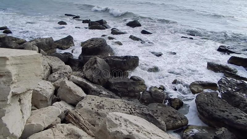 Rocky shore of the Caspian Sea.