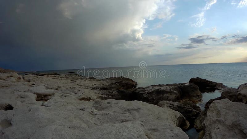 Rocky coast of the Caspian Sea. Mangistau region. Kazakhstan. 10 June. 2021 year