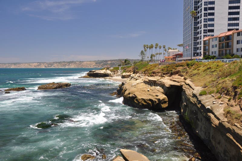 Rocky coast of La Jolla royalty free stock photo