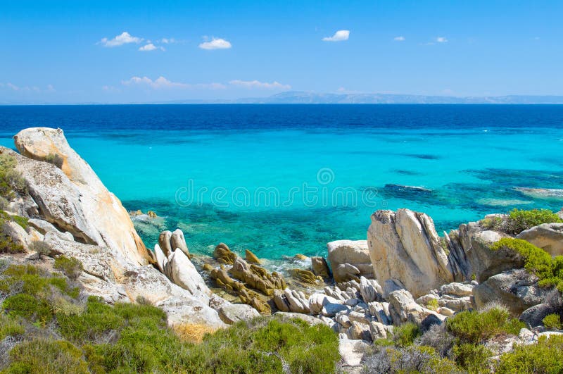 Rocky coastline and a beautiful clear water