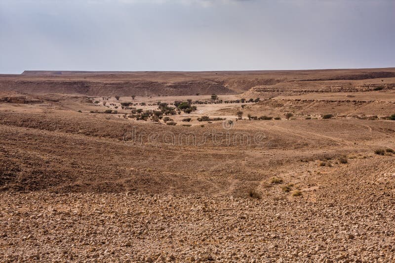 A Desert Rocky Landscape in Riyadh Province, Saudi Arabia Stock Photo