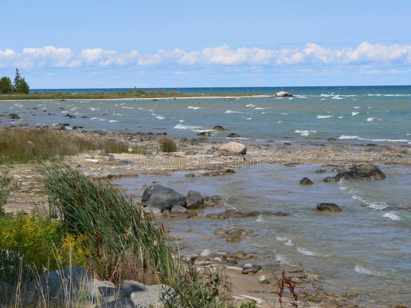 Rocky Lake Huron Beach stock photo. Image of michigan 6430756