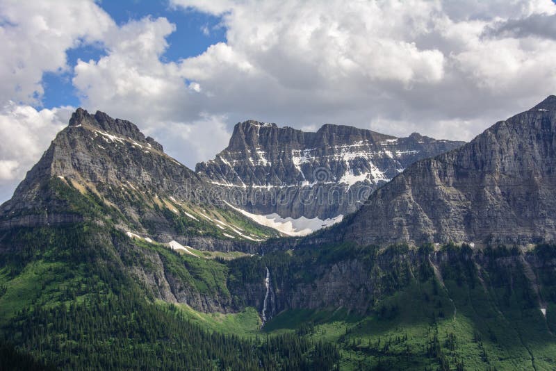 Rocky mountain in Glacier National Park, Montana USA. Oberlin Mountain and Cannon Mountain