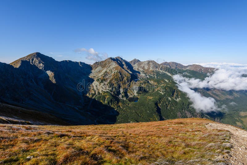 Rocky mountain peak area view in slovakia