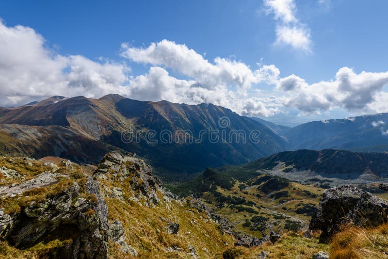 Rocky mountain peak area view in slovakia