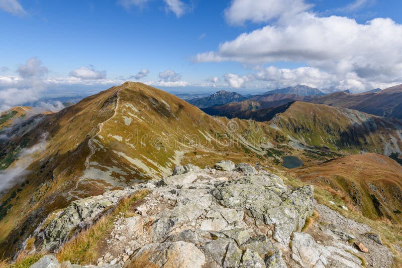 Rocky mountain peak area view in slovakia