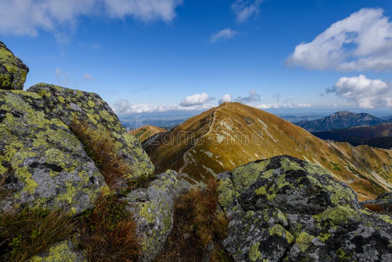 Rocky mountain peak area view in slovakia