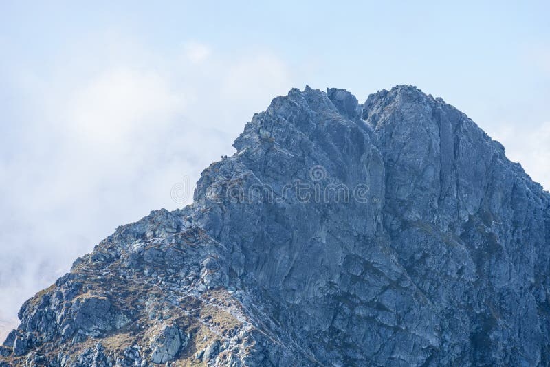 Rocky mountain peak area view in slovakia - vintage look