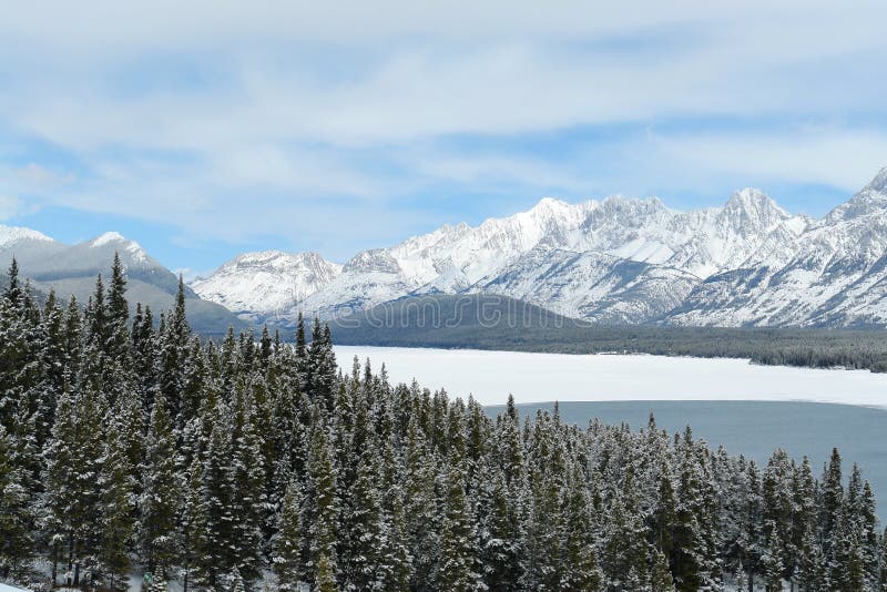 rocky mountains and lake