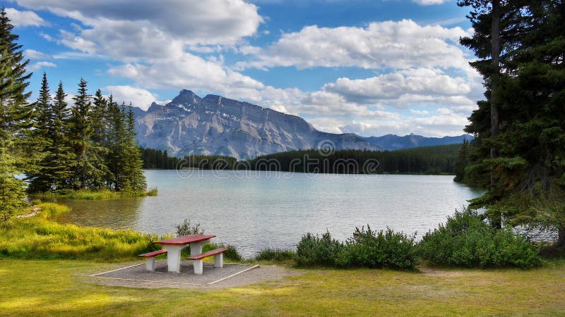 Rocky Mountains, Two Jack Lake, Canada royalty free stock image Rocky Mountains, Two Jack Lake, Canada royalty free stock image