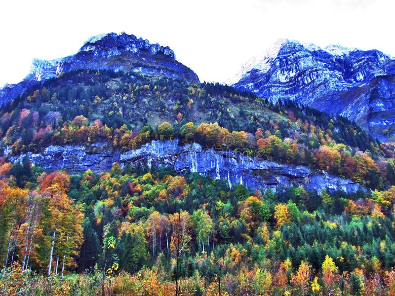 Rocky peak Gleiterhorn in the Glarus Alps Mountain Range