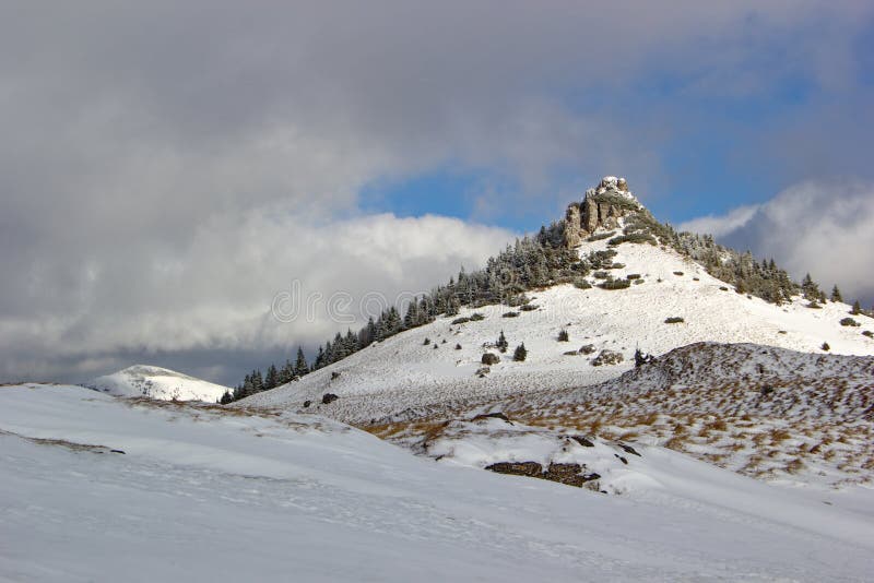 Rocky peak in winter time, Slovakia