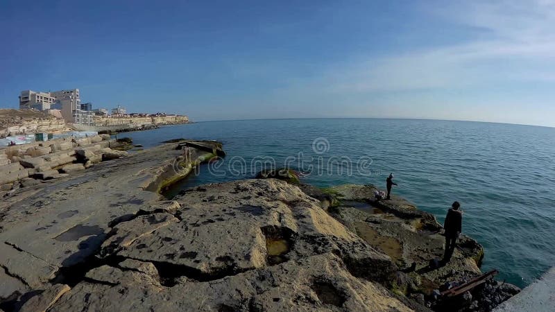 Rocky shore of the Caspian Sea.