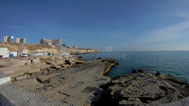 Rocky shore of the Caspian Sea.