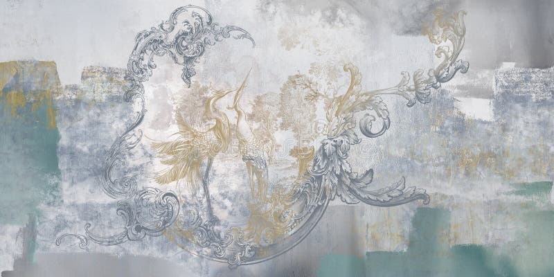 Rococo Style Wall Mural. Light, Delicate Photo Wallpaper Design. Stock Illustration - Illustration of baroque, nature: 223081722 Rococo Style Wall Mural. Light, Delicate Photo Wallpaper Design. Stock Illustration - Illustration of baroque, nature: 223081722