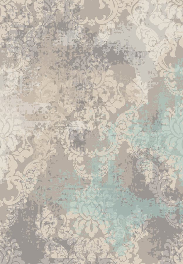 Rococo texture pattern Vector. Floral ornament decoration old effect. Victorian engraved retro design. Vintage fabric vector illustration