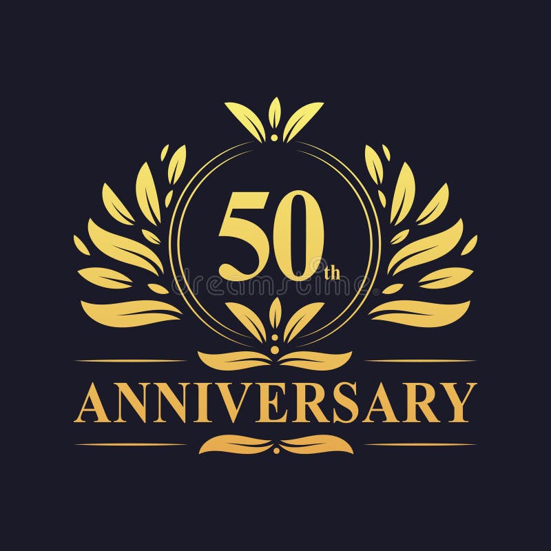 50. rocznica zaprojektowania luksusowego złotego koloru logo z okazji 50 lat rocznicy ilustracji