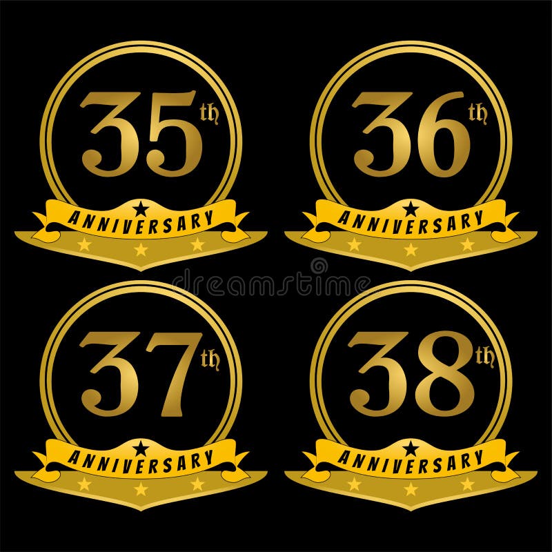 35th 36th 37th 38th anniversary gold color and circle shape. 35th 36th 37th 38th anniversary gold color and circle shape