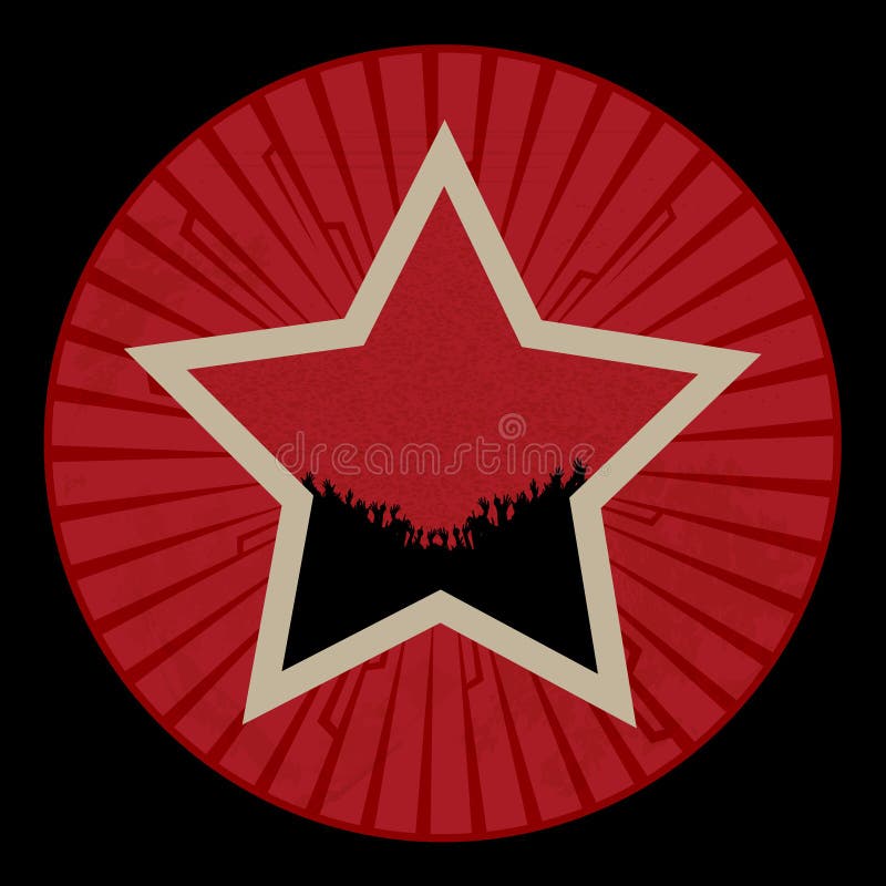 Rocznik czerwieni gwiazda z tłumem na czerwieni granicie z tribals ilustracja wektor Rocznik czerwieni gwiazda z tłumem na czerwieni granicie z tribals ilustracja wektor
