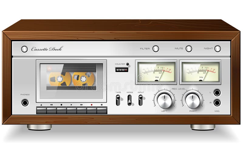 Rocznik kasety taśmy pokładu analogowy stereo gracz royalty ilustracja Rocznik kasety taśmy pokładu analogowy stereo gracz royalty ilustracja