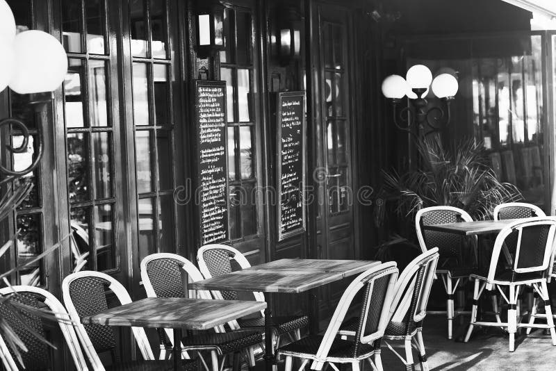 Vintage european restaurant, black and white. Vintage european restaurant, black and white