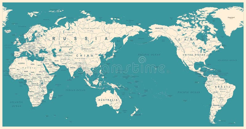 Rocznik Polityczna Światowa mapa Pacyfik Ześrodkowywał ilustracji Rocznik Polityczna Światowa mapa Pacyfik Ześrodkowywał ilustracji