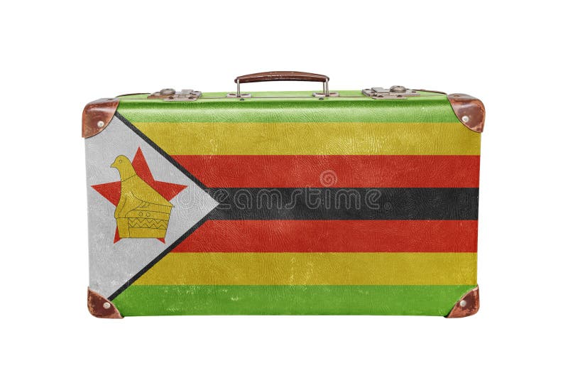 Rocznik walizka z Zimbabwe flaga obrazy stock