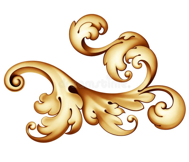 Rocznik ślimacznicy Barokowy złoty ornament ilustracji