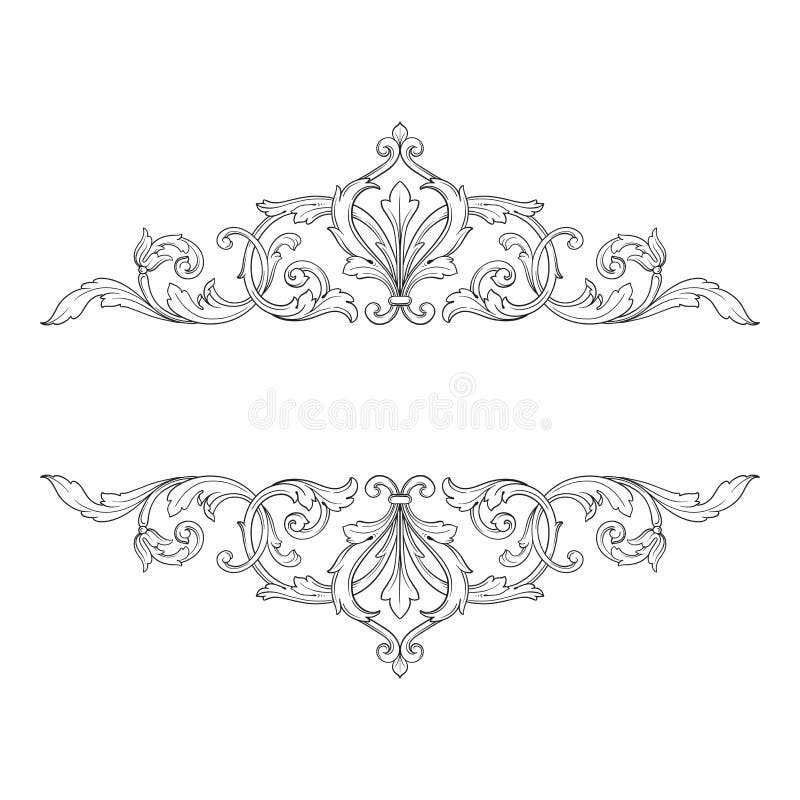 Rocznika baroku ramy rytownictwa ślimacznicy ornament ilustracja wektor