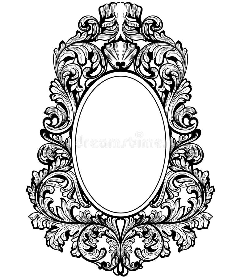 Rocznika baroku ramy wystrój Szczegółowego ornamentu wektorowa ilustracyjna graficzna kreskowa sztuka royalty ilustracja