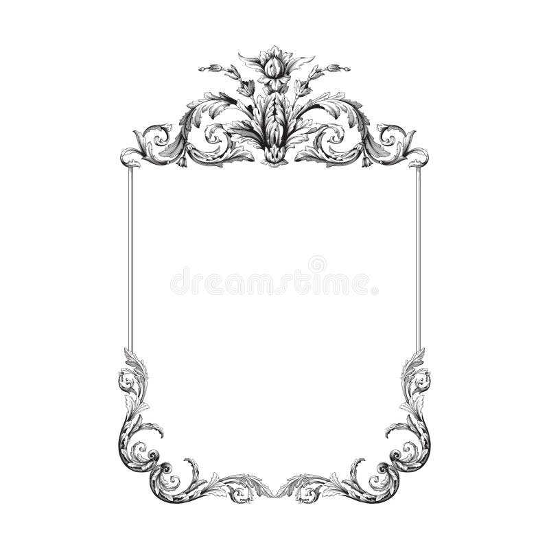 Rocznika baroku ramy ślimacznicy ornament ilustracji