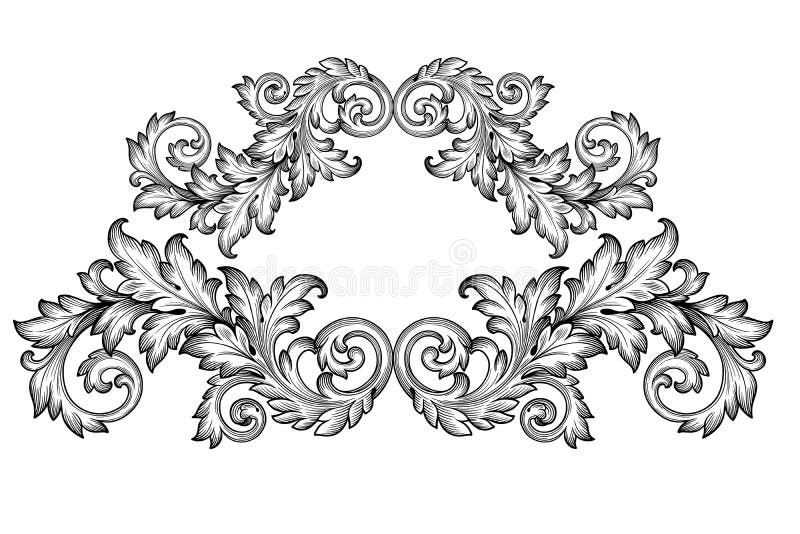 Rocznika baroku ramy ślimacznicy ornamentu wektor royalty ilustracja