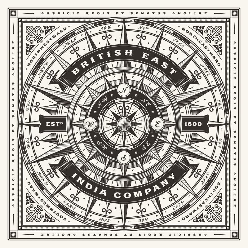 Rocznika Brytyjski Wschód India Firma Nautyczna typografia Jeden kolor royalty ilustracja Rocznika Brytyjski Wschód India Firma Nautyczna typografia Jeden kolor royalty ilustracja