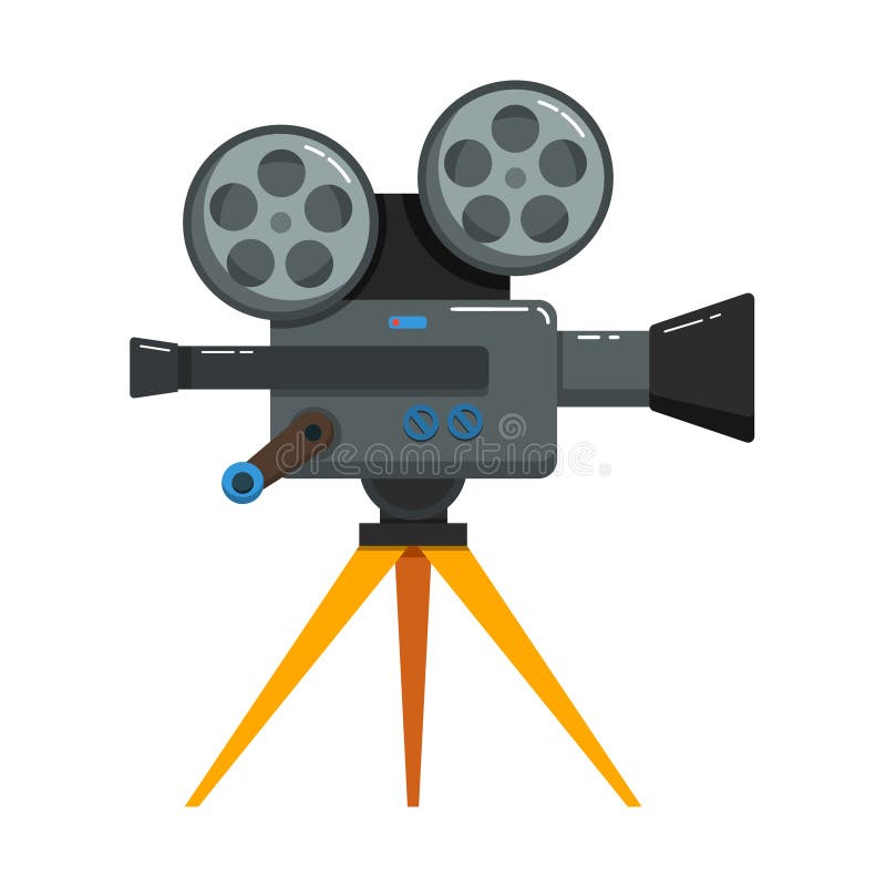 Rocznika filmu kamera w mieszkanie stylu odizolowywającym na białym tle Projektuje element dla plakata, karta, sztandar, ulotka royalty ilustracja Rocznika filmu kamera w mieszkanie stylu odizolowywającym na białym tle Projektuje element dla plakata, karta, sztandar, ulotka royalty ilustracja