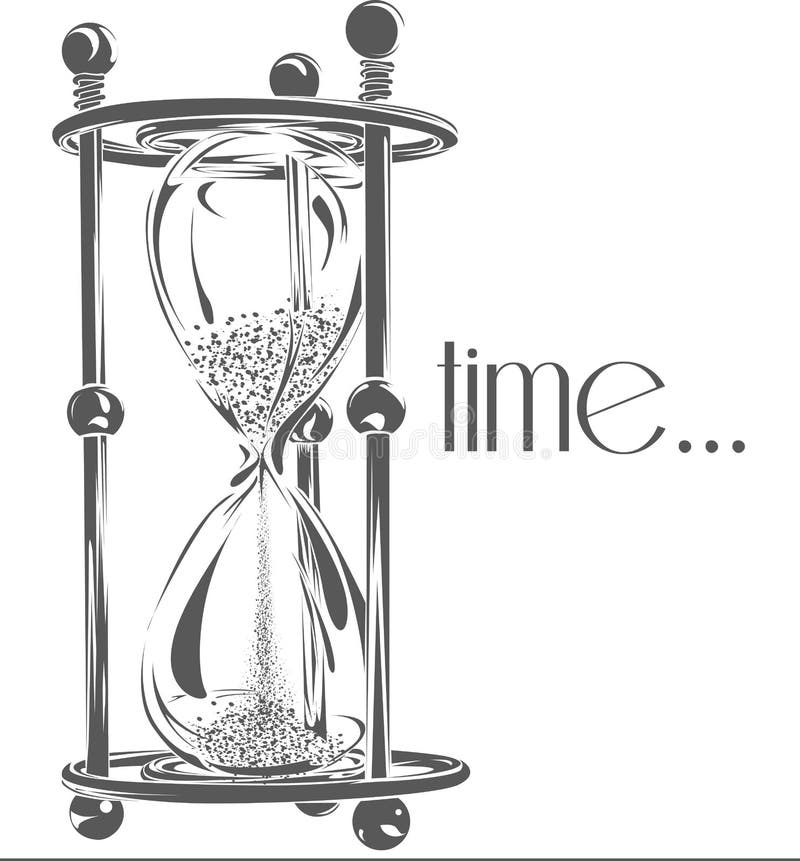 Rocznika hourglass na białym tle ściągania ilustracj wizerunek przygotowywający wektor ilustracji
