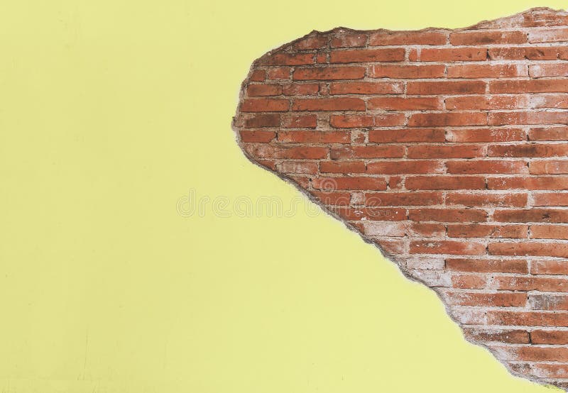 Rocznika koloru żółtego pęknięcia cementu stara ściana z czerwonej cegły blokiem obrazy stock Rocznika koloru żółtego pęknięcia cementu stara ściana z czerwonej cegły blokiem obrazy stock