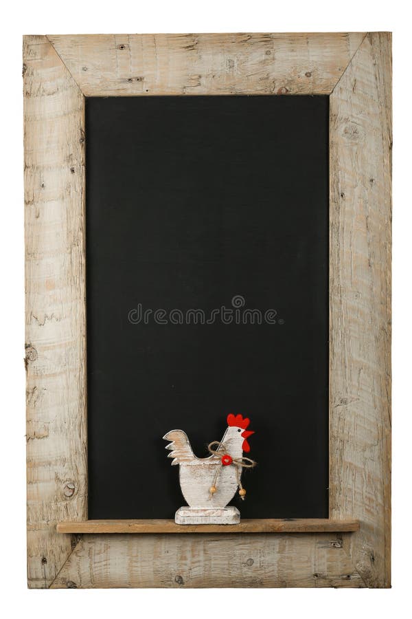 Rocznika kurczaka kogutów drewna Wielkanocny Chalkboard Odzyskująca rama zdjęcie royalty free