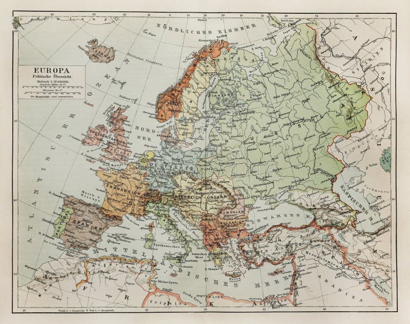 Rocznika mapa Europa przy końcówka xix wiek